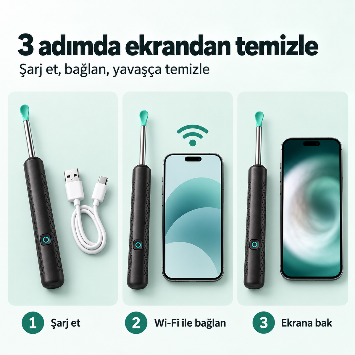 Kameralı kulak temizleyici